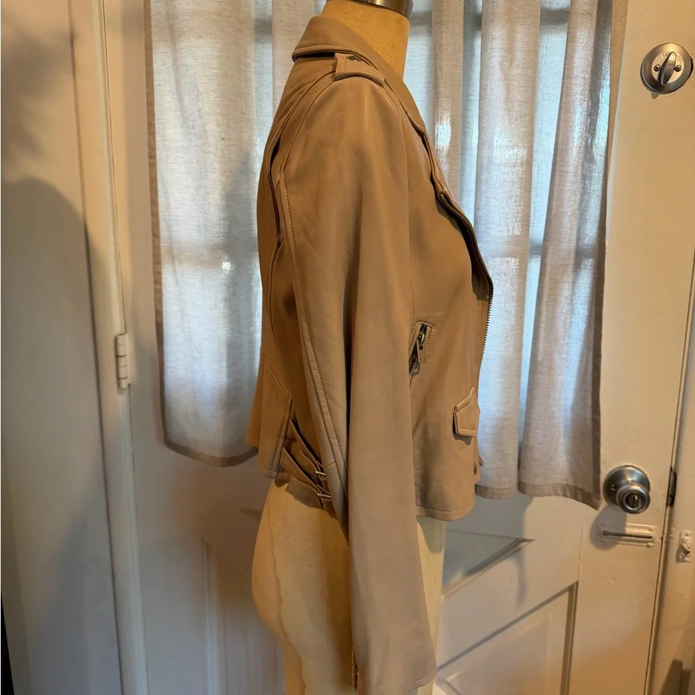 IRO Women's Light Tan Indie Sleeze Leather Jacket - Picture 6 of 9